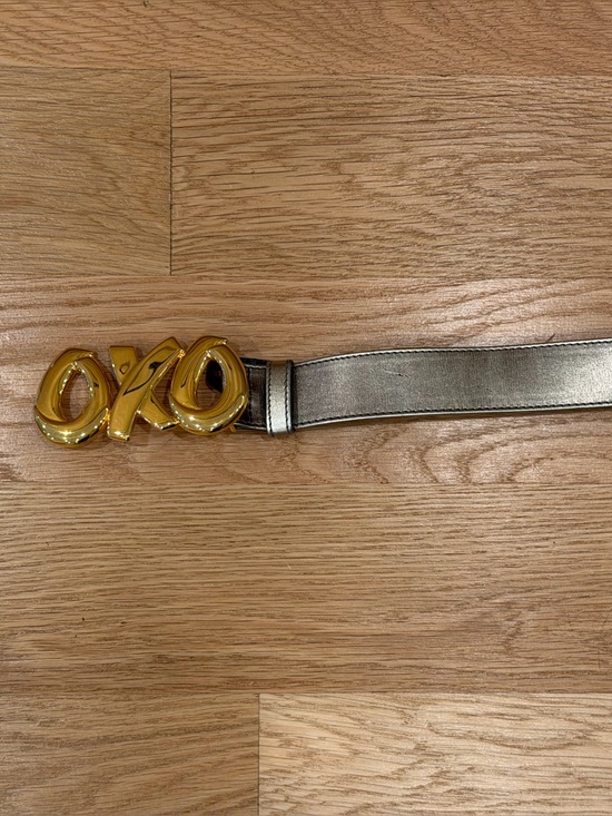 Paloma Picasso Silver Leather Belt with Gold XO Buckle main image 4